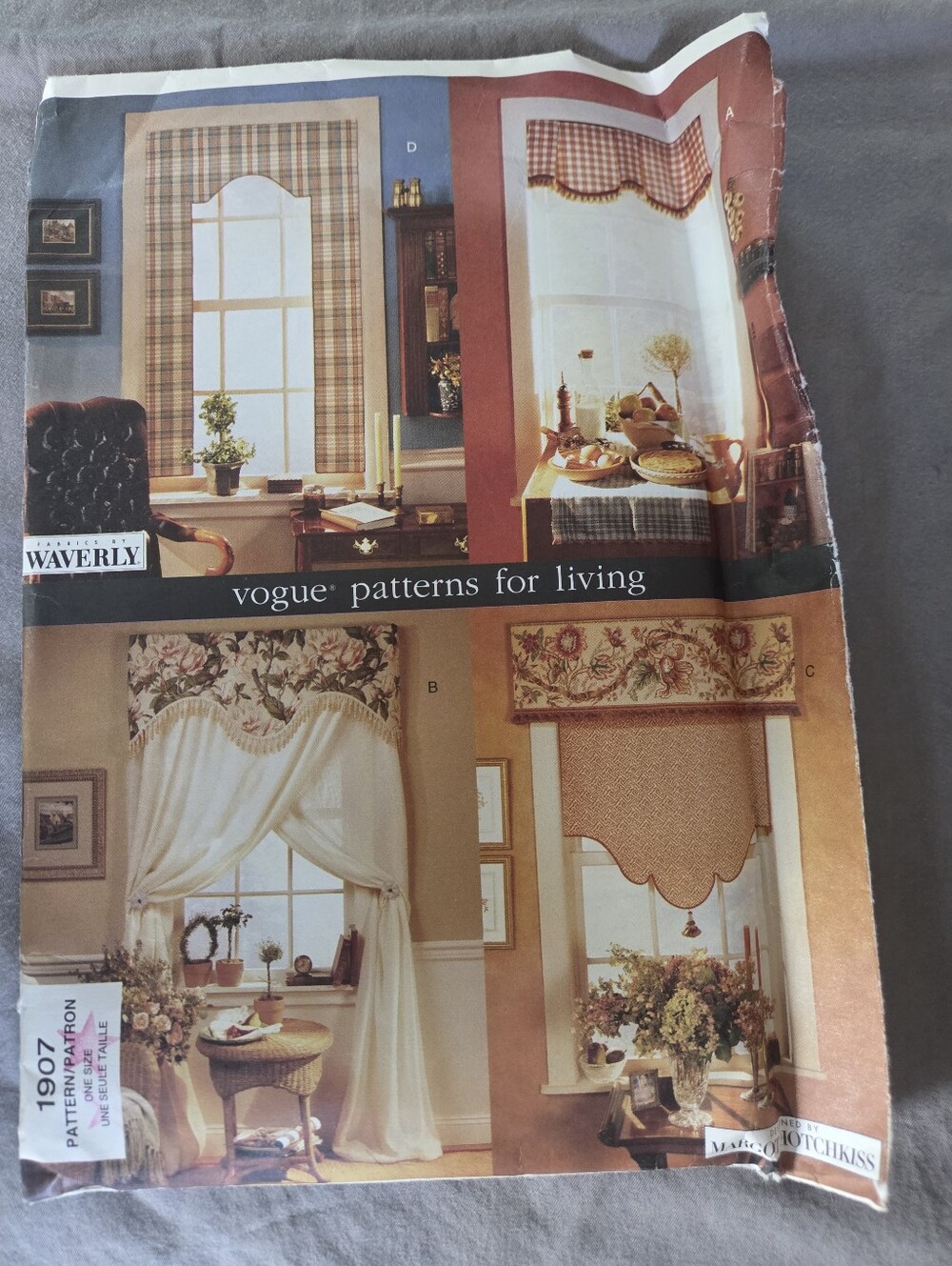 Vogue 1907 Patterns for Living No-Sew Window Treatments Sewing Pattern